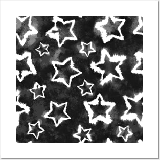 Black and White Tie Dye Stars Posters and Art